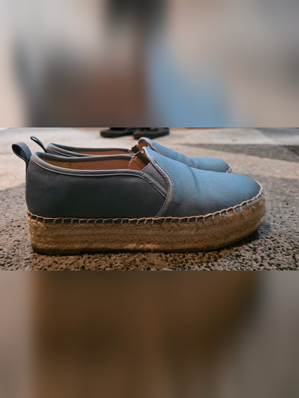 Sam Edelman Blue Slip-On Espadrille Platform Sneakers
